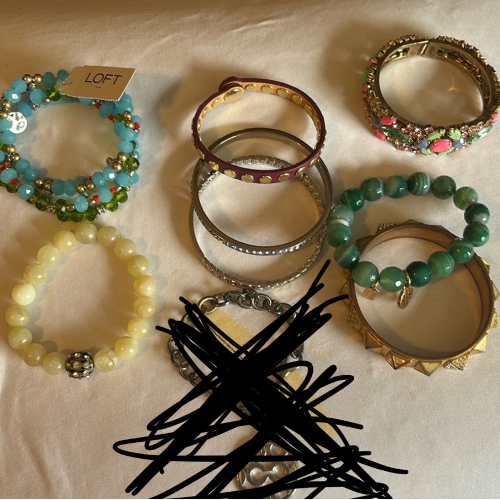 8 Bracelets• 5 Coach bracelets, 2 Loft bracelets and 1 JCrew bangle